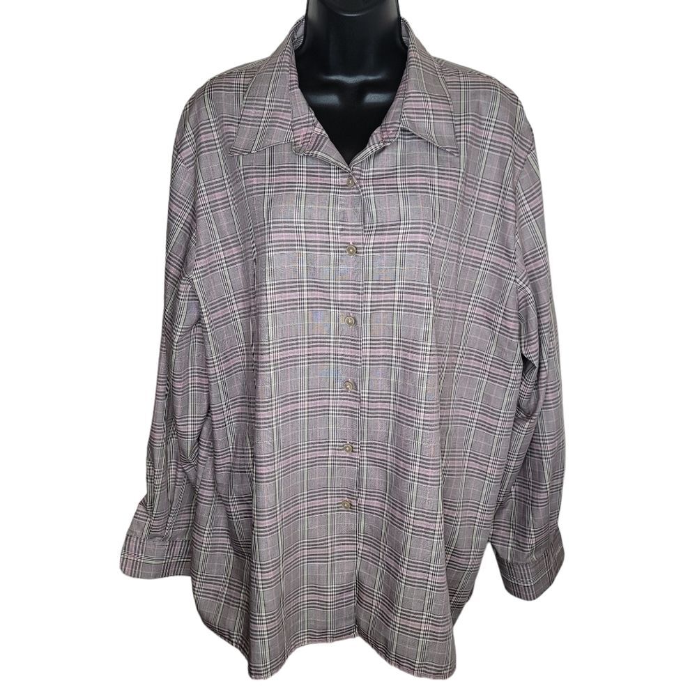 Foxcroft Wrinkle Free Plaid Button-up blouse size 18w